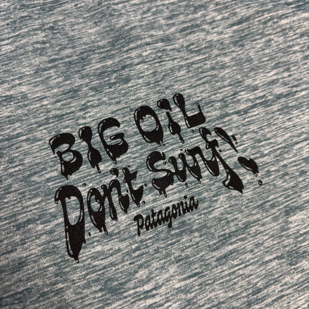 Patagonia Capilene Cool Daily Shirt Mens XL Blue Big Oil Dont Surf Short Sleeve - Picture 4 of 9